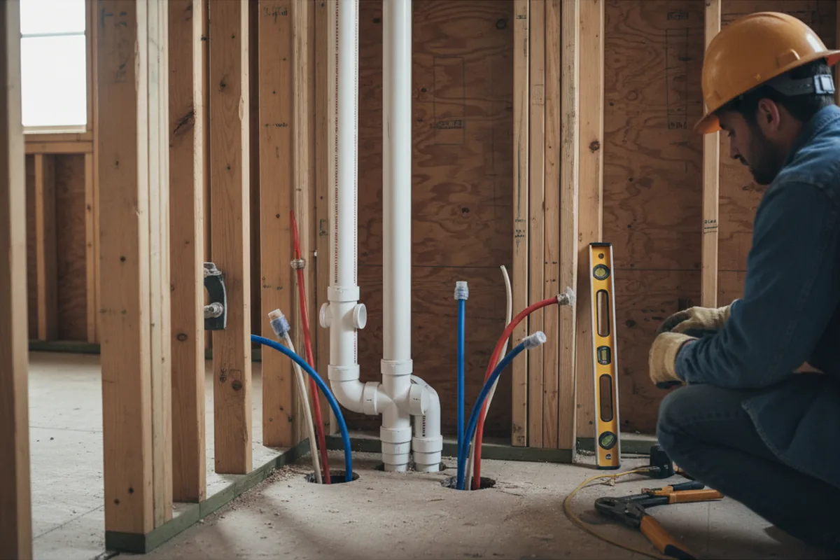 Drain and supply rough-in during Leak Detection in Bloomfield